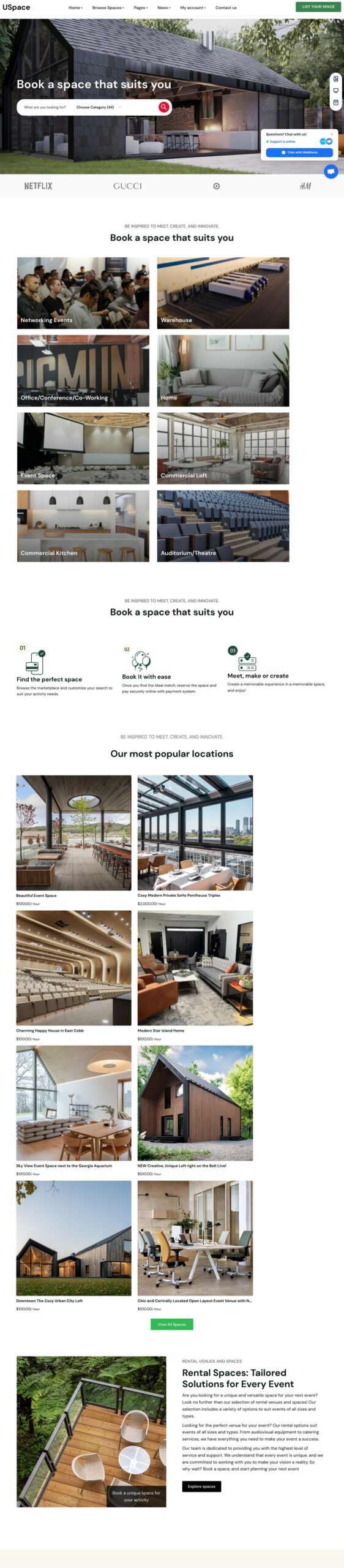 Шаблон сайта Uspace аренда помещений