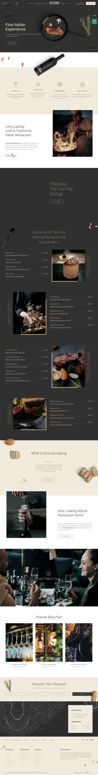 Шаблон сайта xStore итальянский ресторан